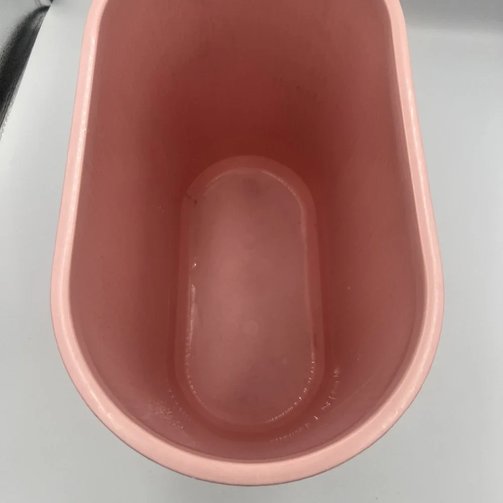 Mid Century Vintage Rubbermaid Pink Ribbed Oval Trash Can Wastebasket 2954
